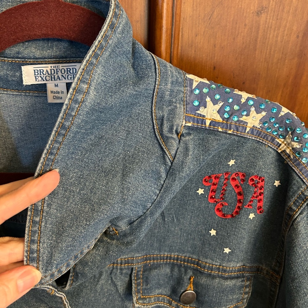 Vtg Bradford Exchange Patriotic Denim Jacket Size Medium - Picture 5 of 12